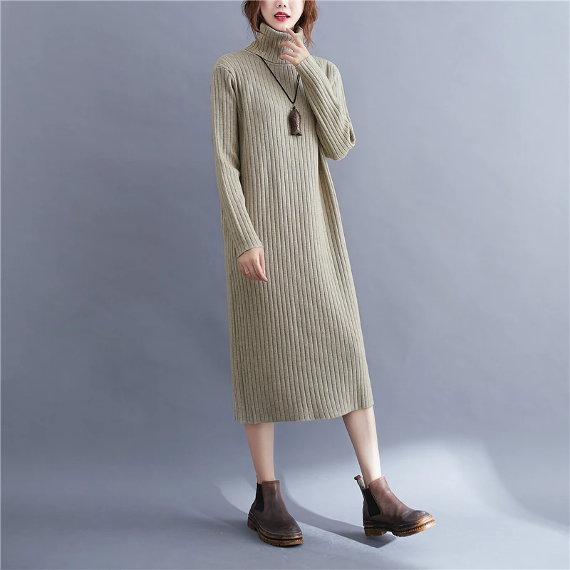 Однотонные платья COIGARSAM с воротником-хомутом черного синего цвета овсянка