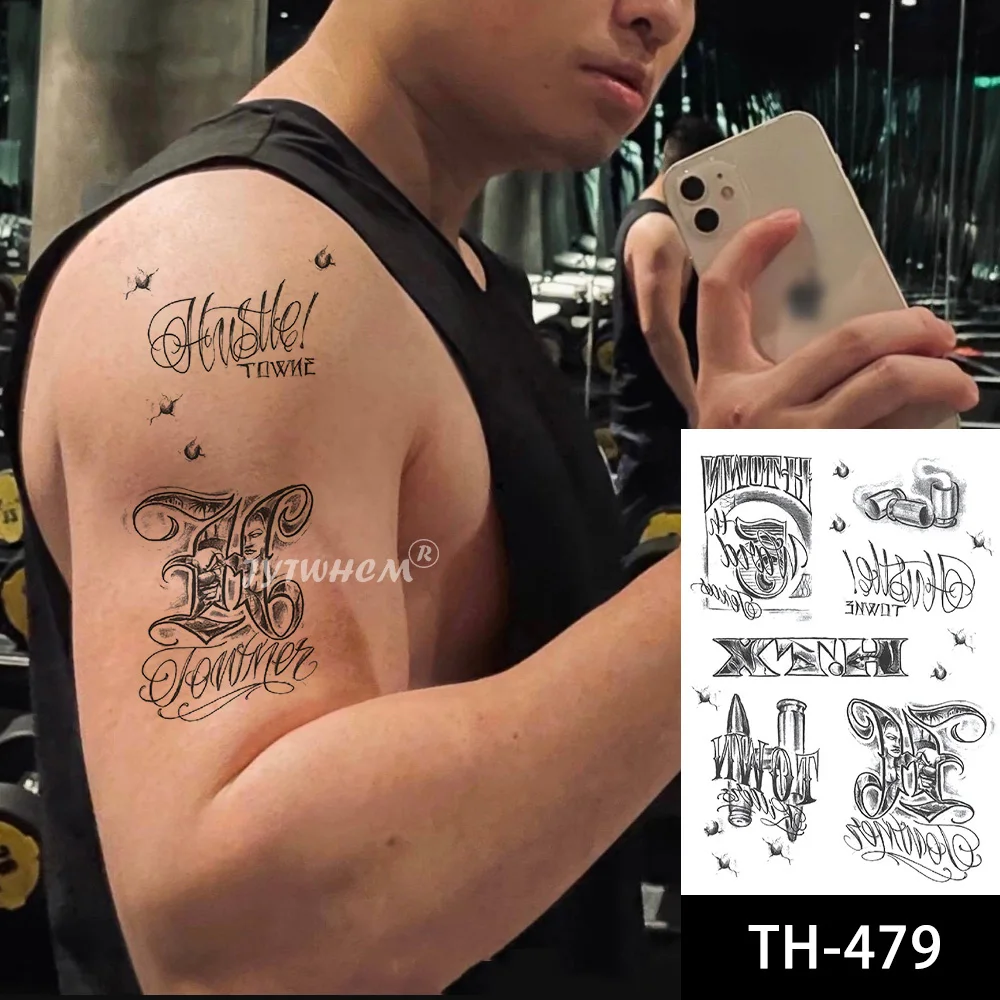 Временные татуировки 3D машинное крутые черные часы для взрослых цветок компас