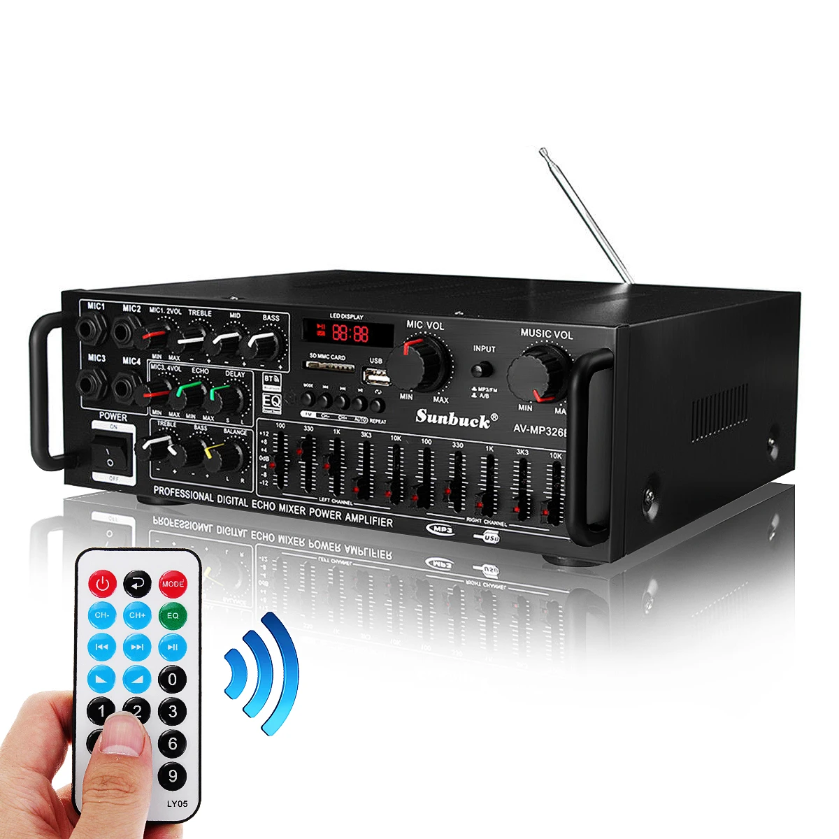 2000 Вт 5 0 bluetooth 2 канальный усилитель мощности аудио HiFi 326BT 12 В/220 В AV Amp динамик с