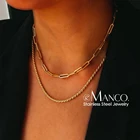 Ожерелье e-Manco из нержавеющей стали с витой цепью, многослойное ожерелье из 14-каратного золота с зажимом для бумаги, квадратная цепь, ожерелье, женское ювелирное изделие, чокер