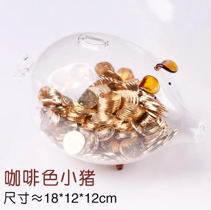 

Small Piggy Bank Transparent Glass Candy Storage Tank Hidden Safe Secret Coin Money Box Gift Spaarpot Home Decoration DF50CX
