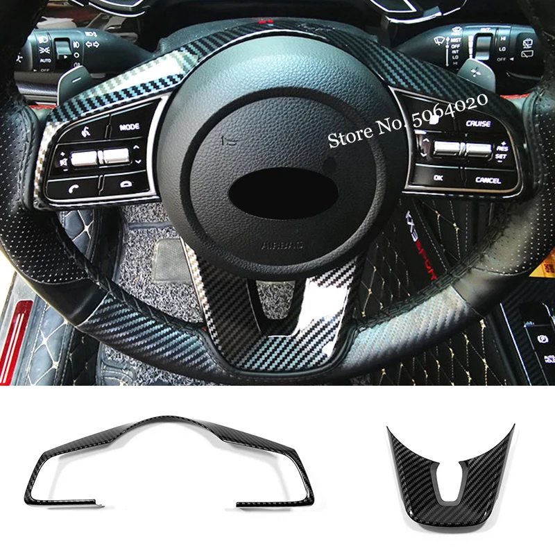 

For KIA Ceed Forte K3 Seltos XCeed Sonet ProCeed ABS Carbon fiber Car steering wheel button Sticker Decoration Cover Trim 2PCS