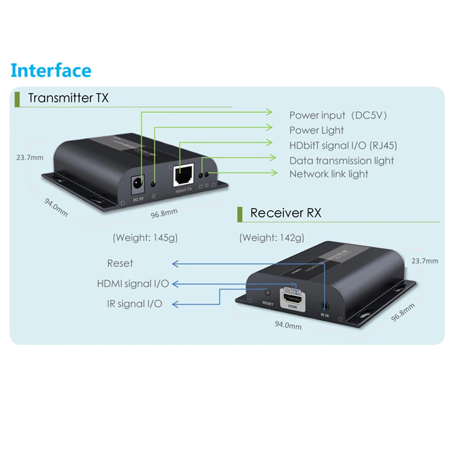 HDbitT HDMI-удлинитель LKV383 до 120 м TCP/IP ИК-усилитель через cat5e/6 ethernet-кабель (работает как