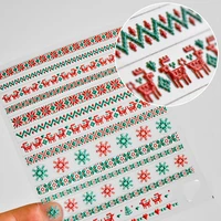 new 5d engraved nail sticker colorful winter christmas sweater snowflake charm desgin empaistic nail slide decals z0374