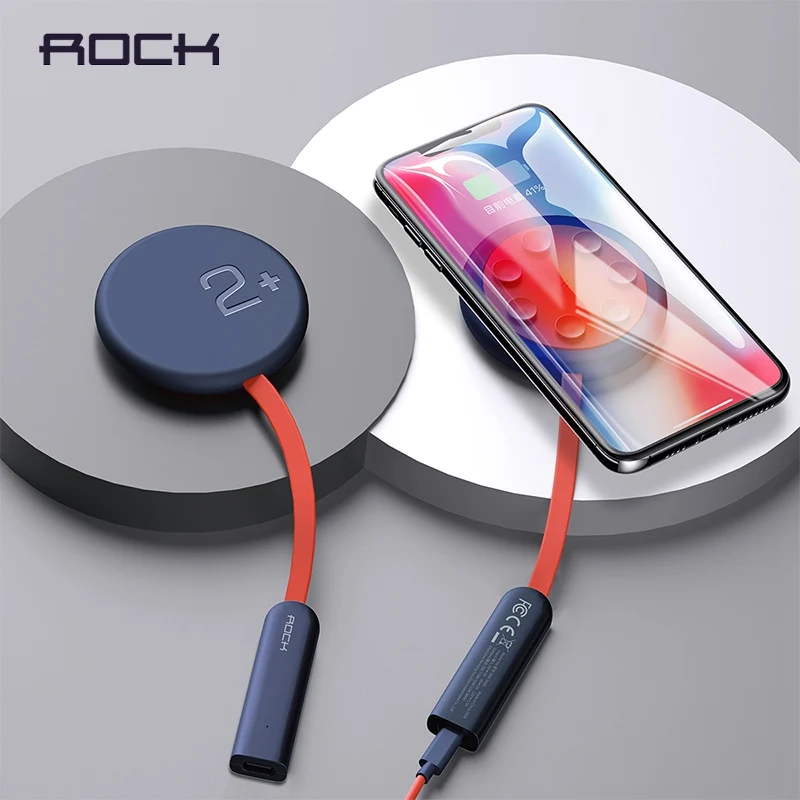 ROCK присоска Беспроводное зарядное устройство для iPhone X 8 двухсторонний индикатор
