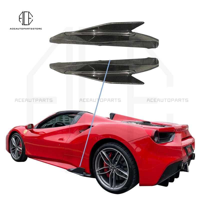 

2 шт./компл. автомобильные боковые юбки из углеродного волокна, удлинитель бампера, передняя губа для Ferrari 488 C Style 2015-2018, фартуки из ФАП, комплект боди