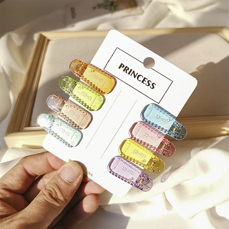 

6Pcs/Box Spring New Jelly Color Hairpin Solid Color Adult Children Cute Translucent Hairpin