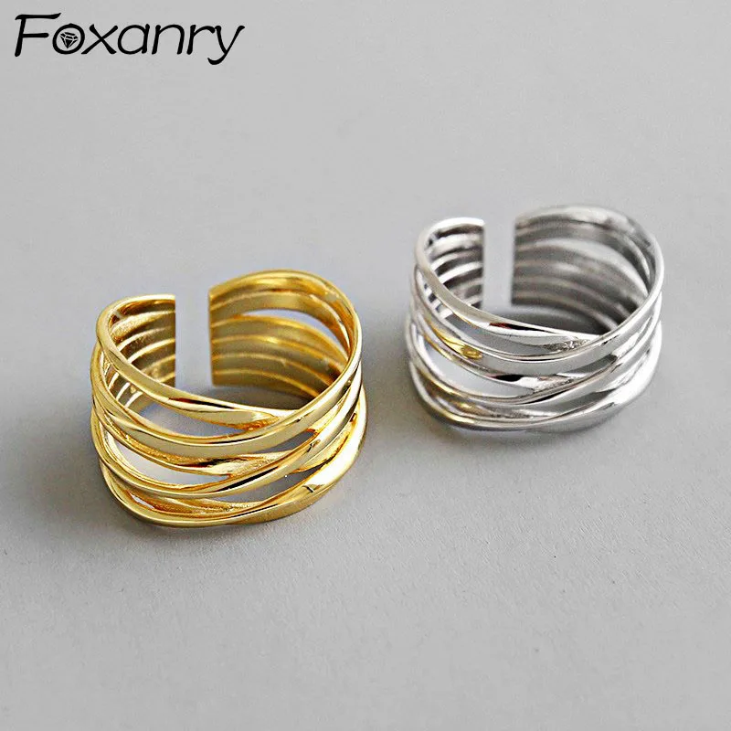 

Evimi 925 Sterling Silver Party Rings for Women New Fashion Creative Multilayer Weaving Geometric Handmade Bride Jewelry Gifts