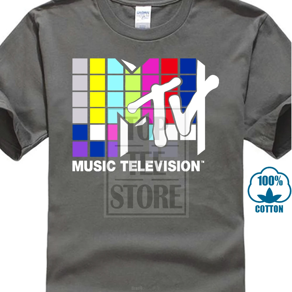 Mtv Music Television 80S логотип Официальный Мужская футболка 016950 - Цвет: Charcoal