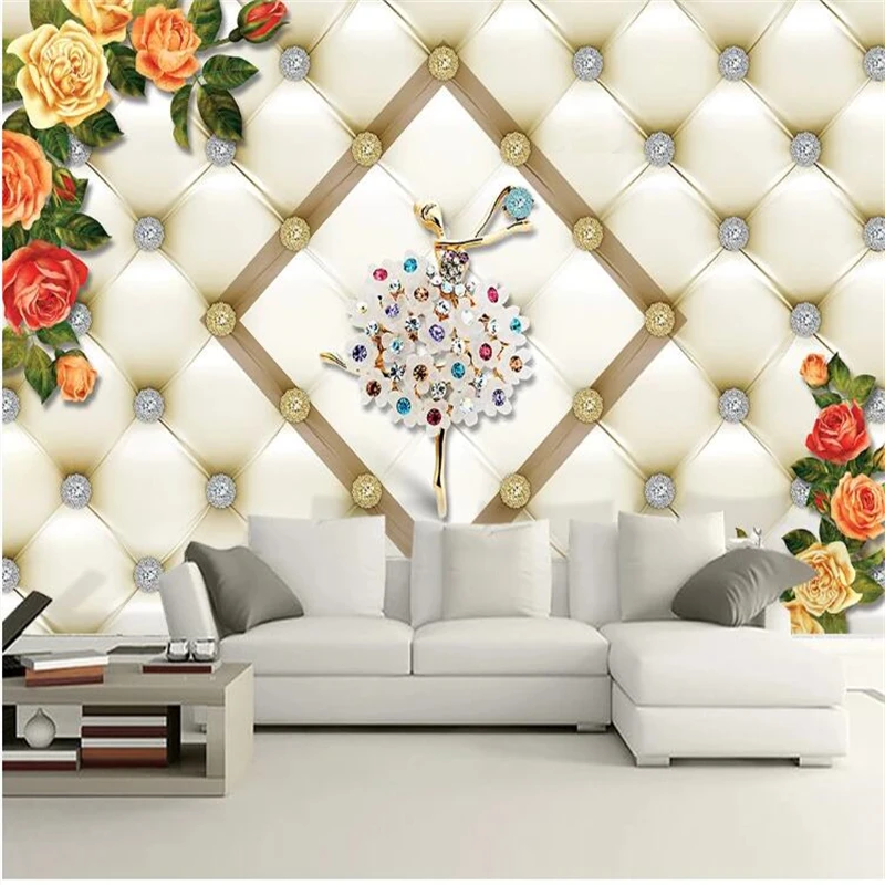 

mural papel de parede 3d Custom wallpaperEuropean soft bag jewelry ballet dancer 3D background wall painting behang tapety
