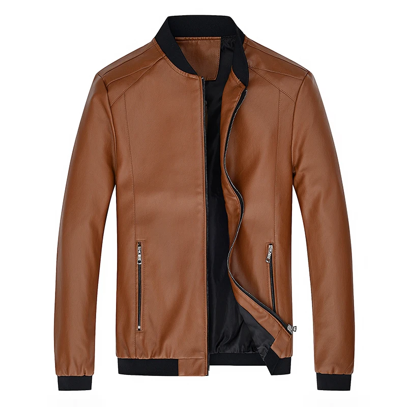 

Plus Size 7XL 8XL Windbreaker Leather Jacket Men Motorcycle PU Leahter Jacket Coat Male Casual Slim Fit Coat Men Zipper Jacket