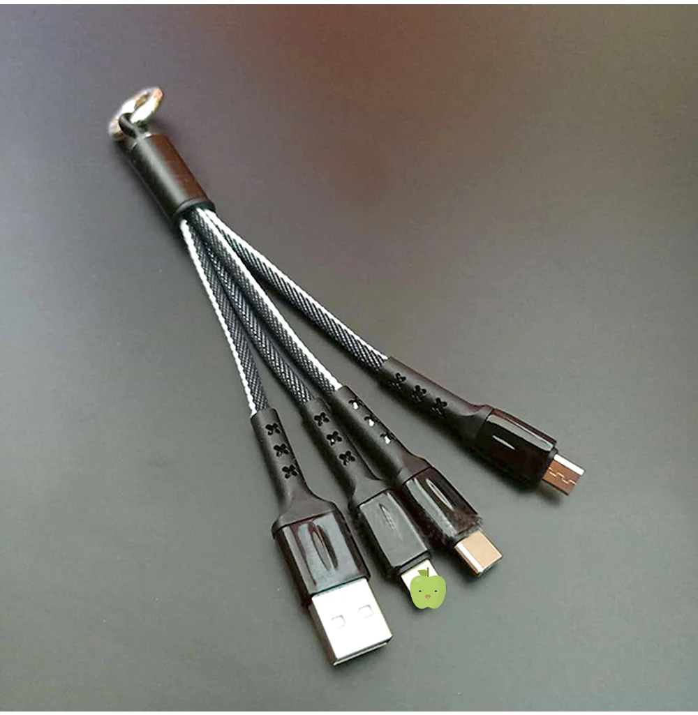 Мини 3 в 1 USB кабель брелок Портативный короткий Micro usb type C мульти зарядное устройство кабель для Xiaomi huawei iPhone Быстрая зарядка