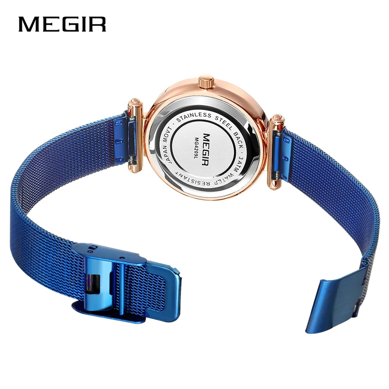 MEGIR Роскошные Брендовые женские часы Reloj Mujer полностью стальной сетчатый ремешок