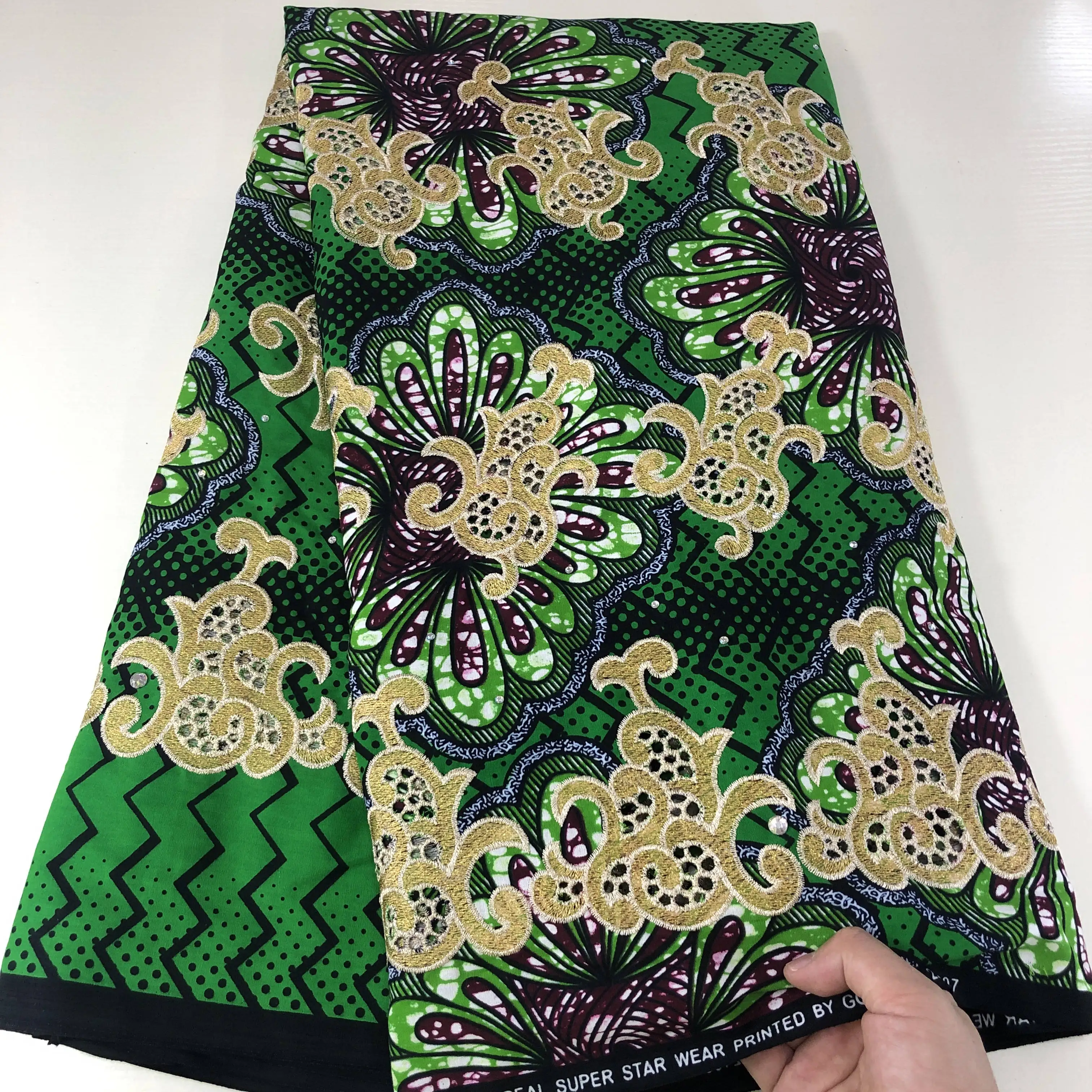 

Новейшая кружевная ткань H & Q с Нигерийским восковым принтом из Дубая, кружевная вышитая ткань, новейшая африканская кружевная ткань для сва...