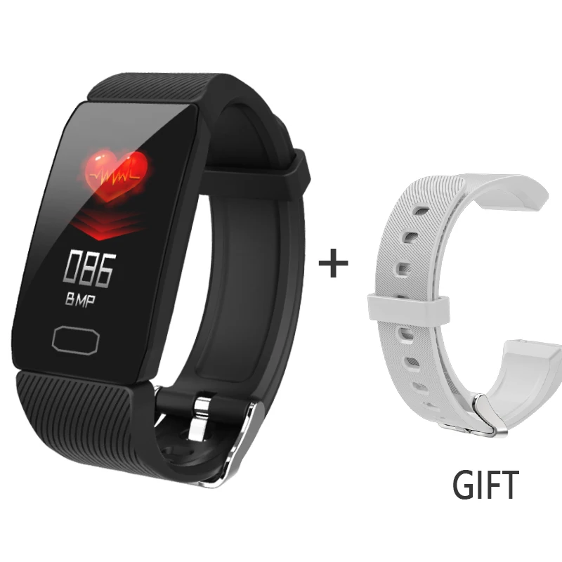 with Grey wristband Смарт-часы для измерения артериального давления для мужчин t Q1 фитнес-Браслет Водонепроницаемый спортивный Cicret браслет для мужчин и женщин трекер активности - Цвет: with Grey wristband