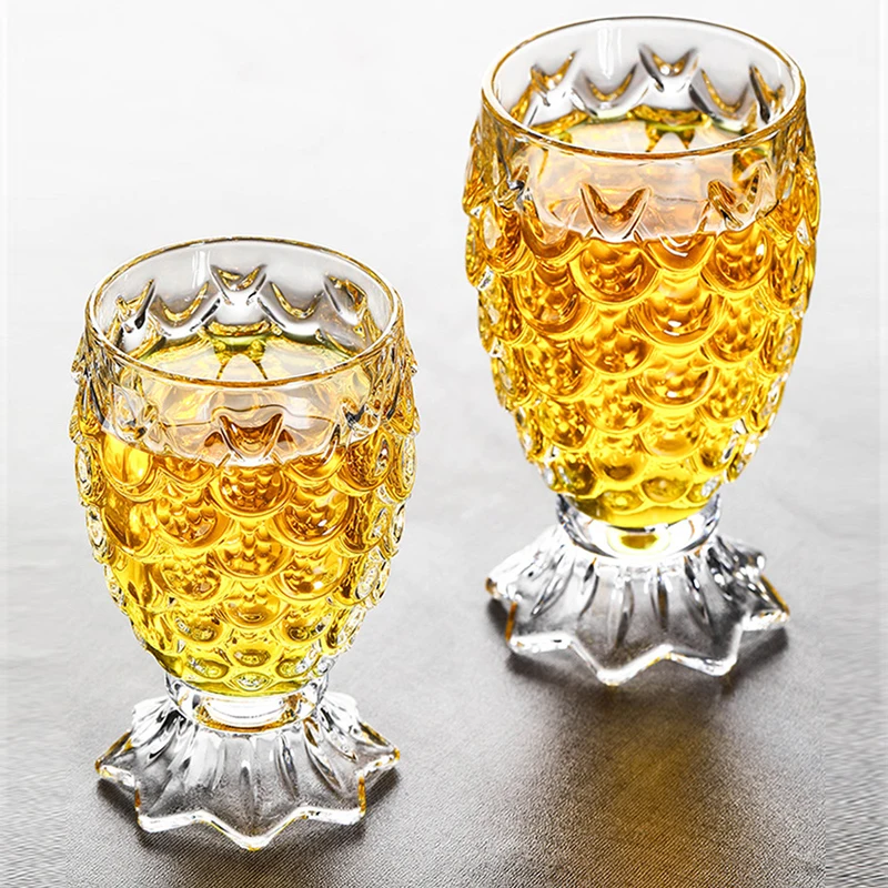 

2 Pcs/Lot Creative Pineapple Shaped Clear Crystal Beer Glass Whiskey Glasses Water Cup Wedding Party Drinking Glass Drinkware