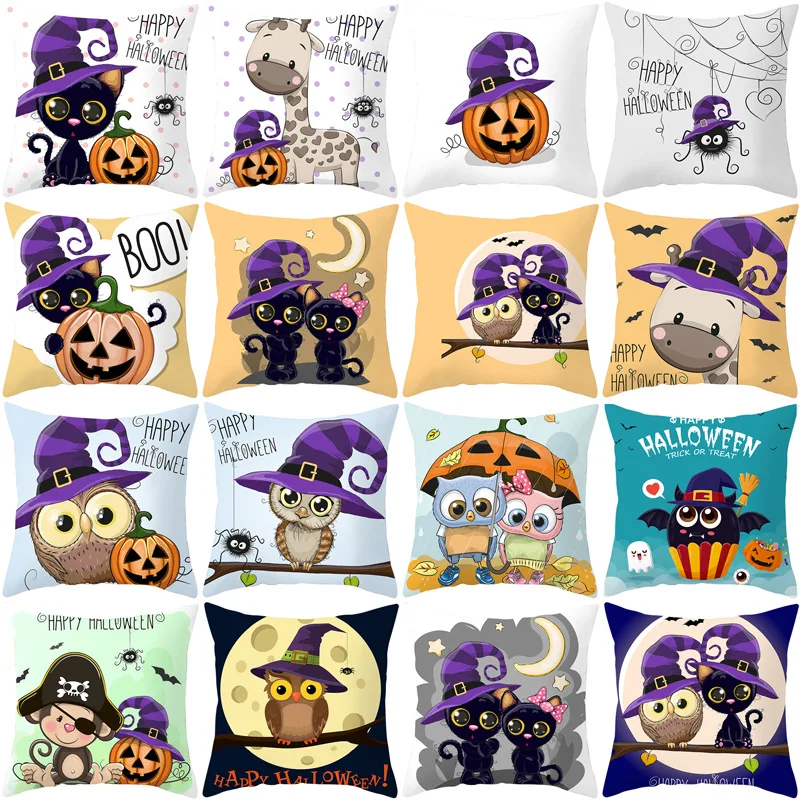 

Owl Series Halloween Pillowcase Sofa Cushion Waist Pillowcase Halloween Home Decoration Pillowcase Wholesale