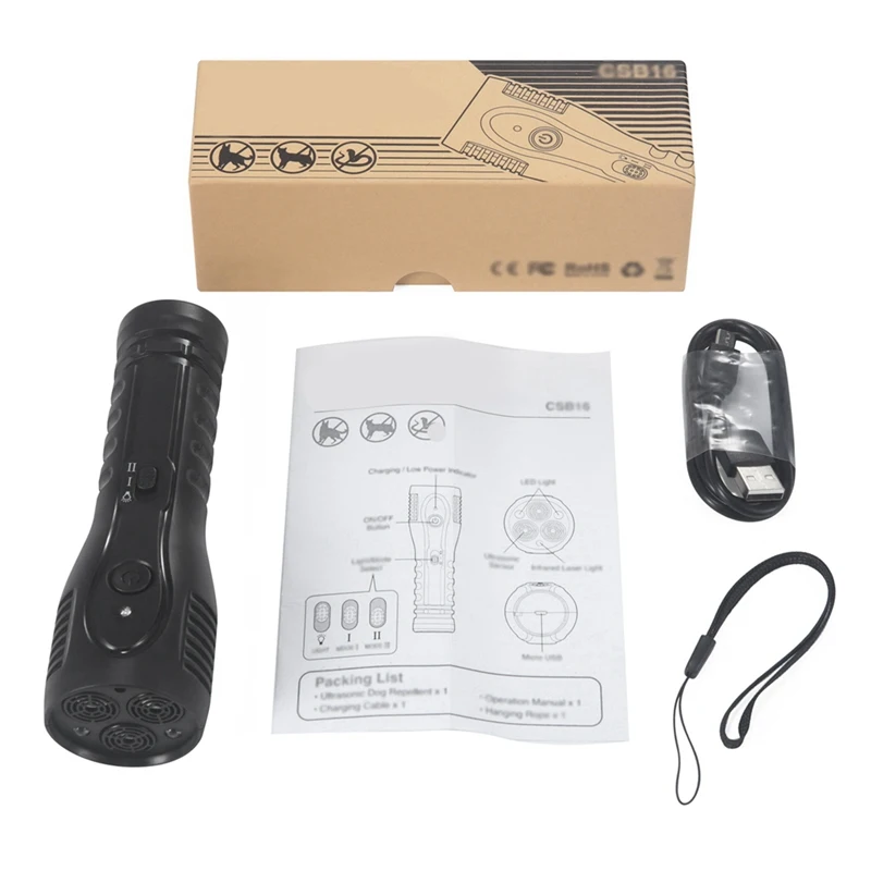 

New Ultrasonic Dog Chasers Aggressive Attack Dogs Repeller Pets Trainers LED Flashlight Useful Pet Supplies Dog Training Tools*