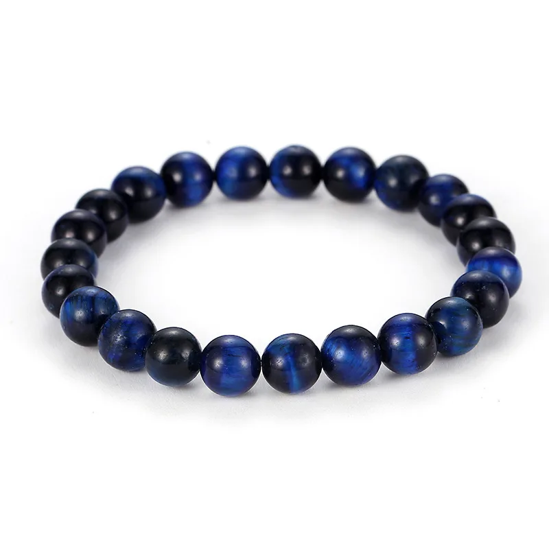 Браслет из бусин синего Тигрового Глаза класса А для мужчин и женщин эластичный