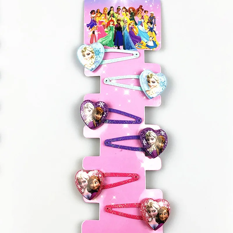 6 шт./лот заколка для волос с изображением Минни из смолы в форме сердца Эльза
