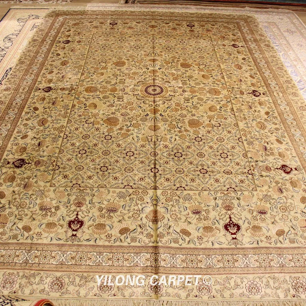 YILONG 10 'x 14' желтые восточные персидские ковры ручной работы с узелками