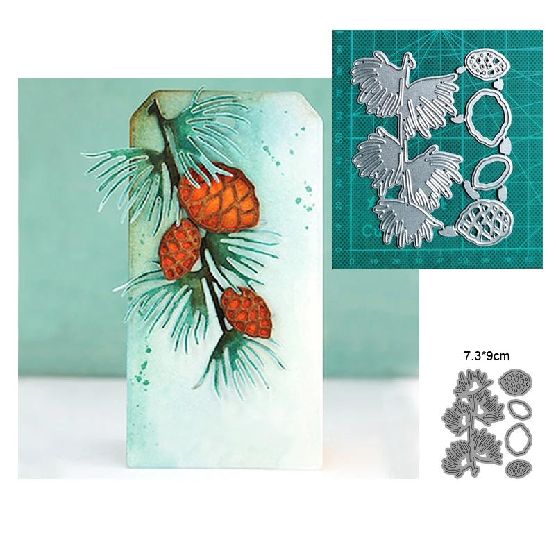 

4pcs Branches Pine cones Christmas metal cutting mold scrapbook template DIY photo album card decoration embossing folder tool