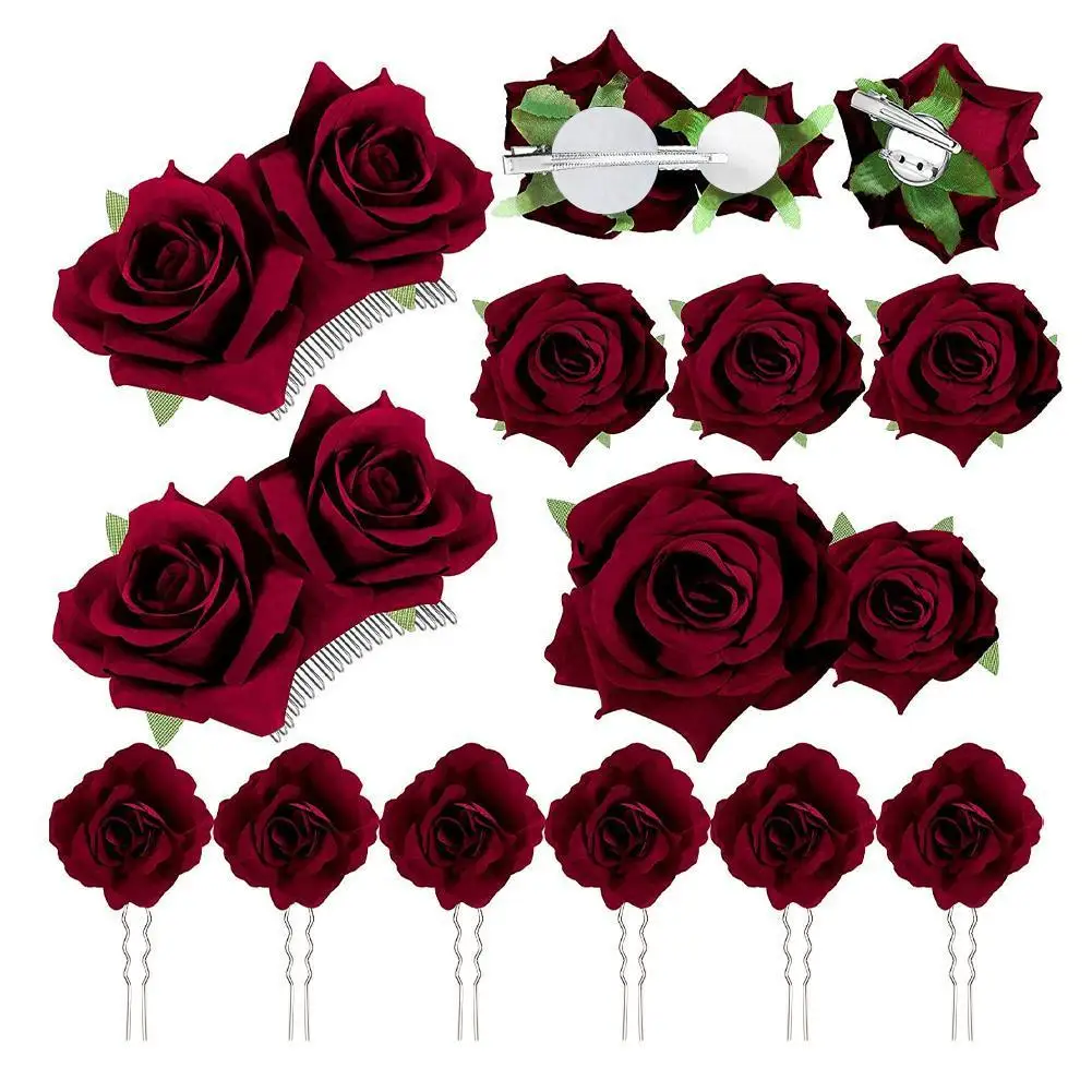 

Bridal Headdress Hair Clip Flannel Rose Big Flower Hair Accessories Hair Clip Fabric Bridal Hair Accessories Party Home Decor