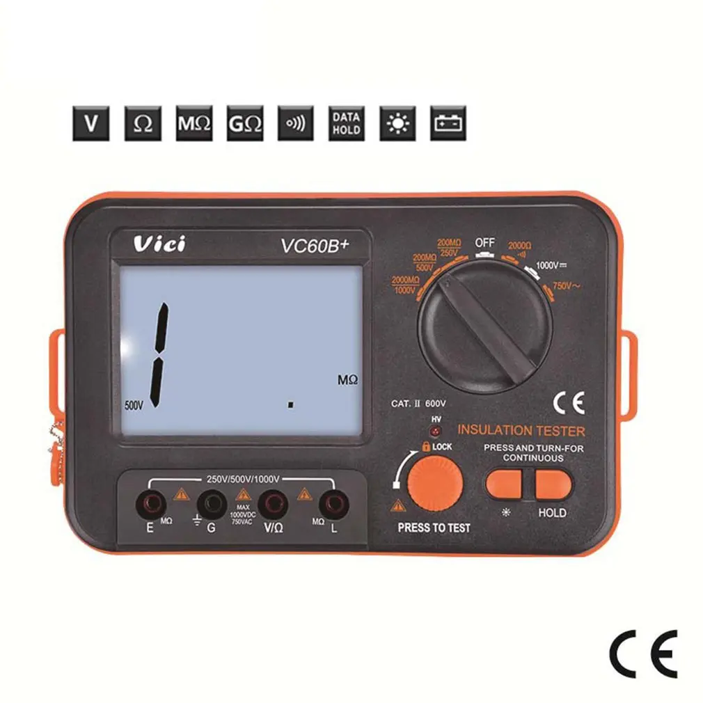 Цифровой мегомметр VC60B + тестер сопротивления изоляции 250 в 500 1000 в|Измерители