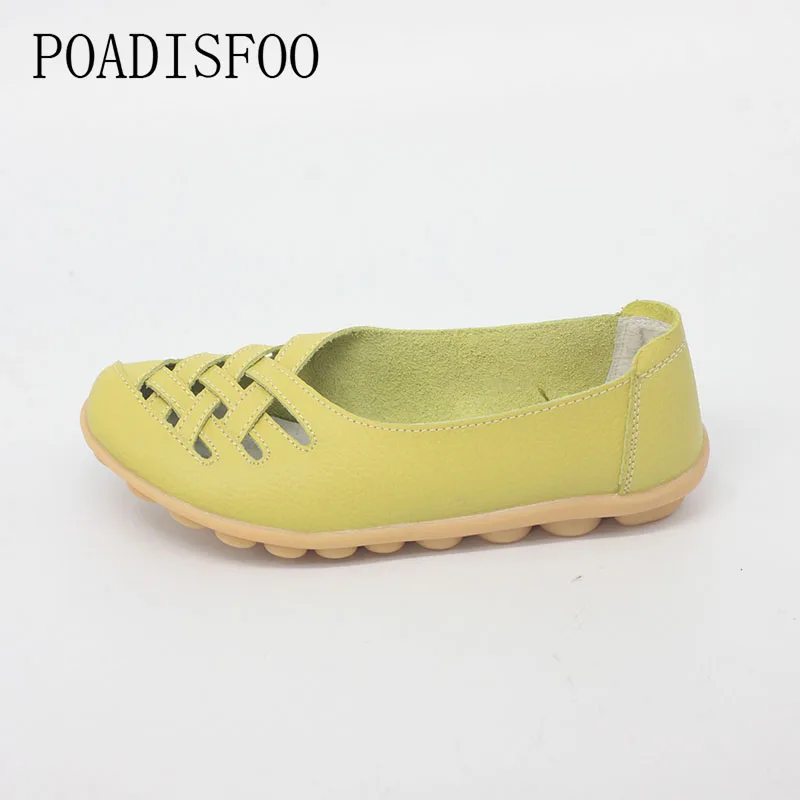 Женские кожаные туфли на плоской подошве повседневные из натуральной воловьей