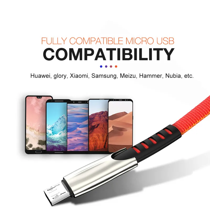 Кабель Micro USB 1 м 2 3 кабель для быстрой зарядки и передачи данных Samsung S7 S6 Huawei Xiaomi Redmi