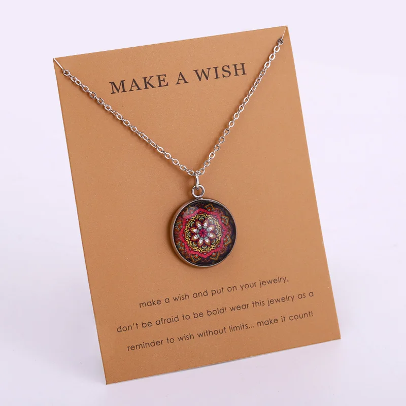 Мандала Мандела ожерелья символ йоги Ом Подвески 18 мм кабошоны разрисованные