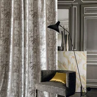 Luxury Retro Blackout Jacquard Curtain Drapes Grey шторы for Living Room Heat insulation Scratch Curtain Panels for Villa Cafe