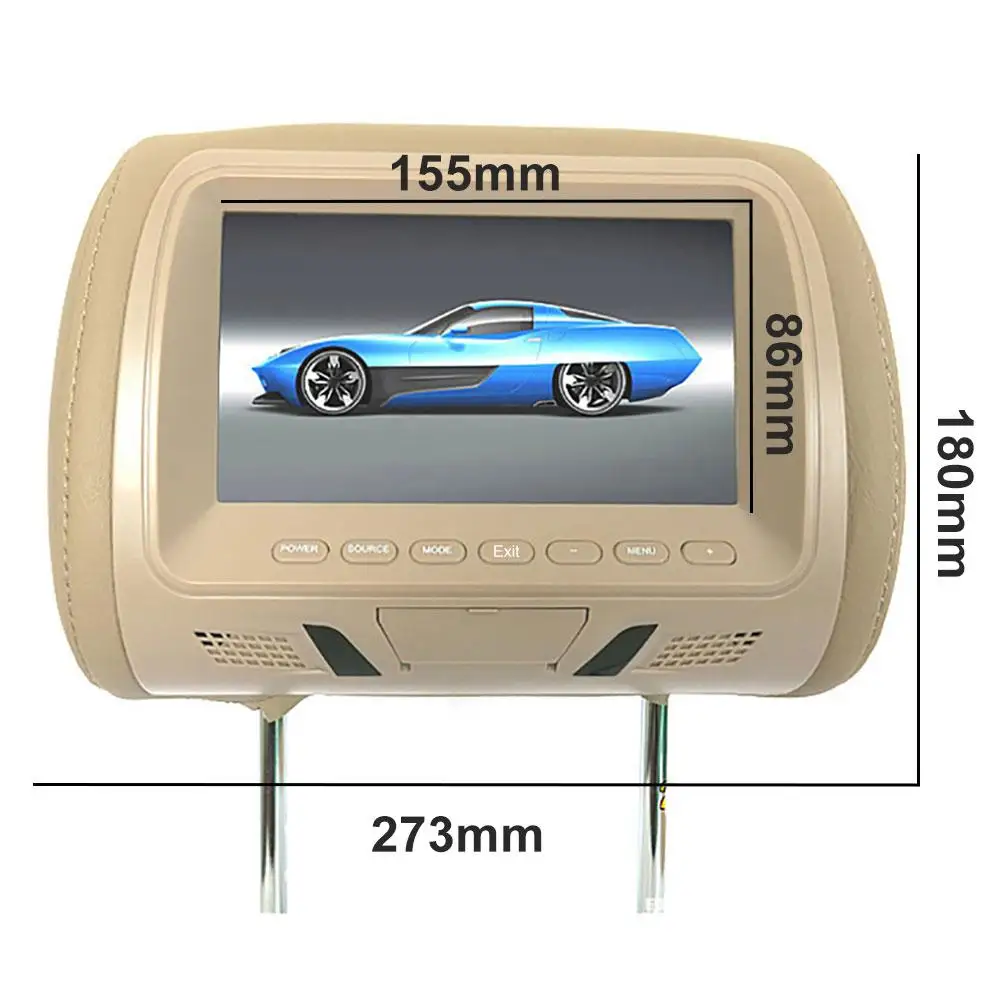 

Universal 7 Inch Car Headrest Monitor Rear Seat Entertainment Multimedias Player Wireless Remote Control