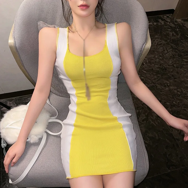 

Summer Mini Dress Women Sexy Straps Slim Fit Bodycon Short Skirt Tight Temperament Sling Dresses