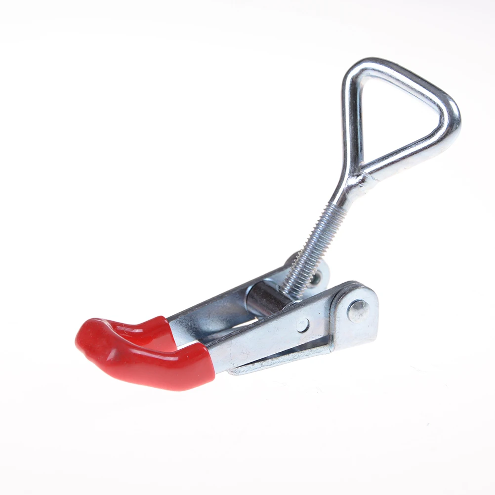 

HELTC 1Pcs Silver+Red Adjustable Toggle Latch Catch Hasp Cabinet Boxes Lever Handle Clamp Hasp Toggle Latch Catch Lock