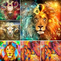 5d poured glue diamond painting kits scalloped edge embroidery home decoration zodiac mosaic animal full round drill lion gift