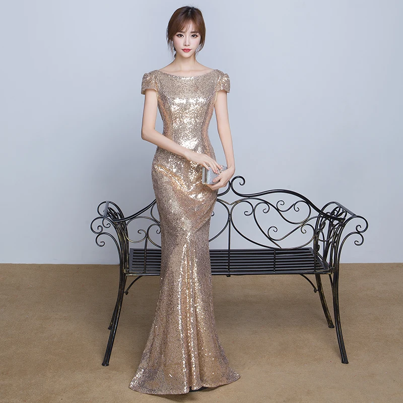 Женские вечерние платья с круглым вырезом длина до пола вечернее Ципао свадебное