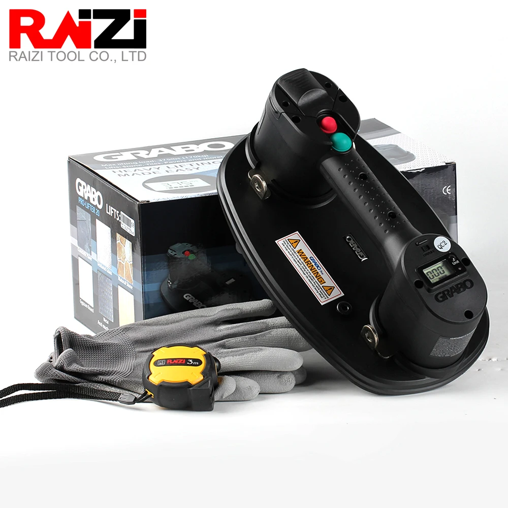 

Raizi GRABO Vacuum Suction Cup Pro Lifter with Diggital Display for Wood Drywall Granite Glass Tile Porcelain Suction Tool