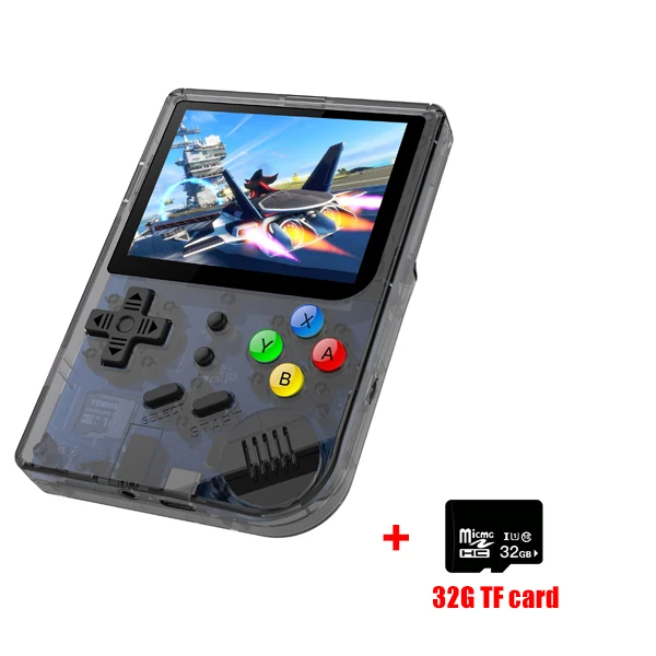 black with 32G TF RG300 3 inch Video games Portable Retro console Retro Game Handheld Games Console Player 16G+32G 3000 games Tony system - Цвет: black with 32G TF