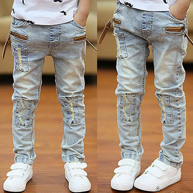 

Узкие джинсы для детей, классические брюки, детские джинсы для мальчиков, детская джинсовая одежда, трендовые длинные брюки для маленьких м...