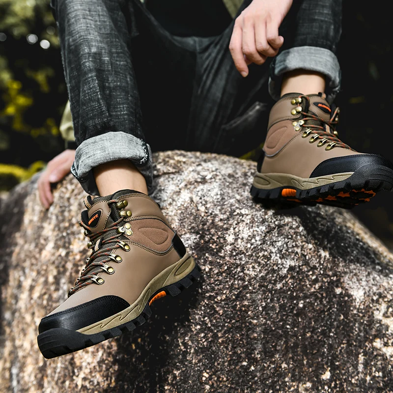 Outdoor Hiking Shoes Men's Waterproof Hiking Shoes Non-slip Tactical Boots Hiking Shoes Breathable Shock Absorption Hiking Shoes