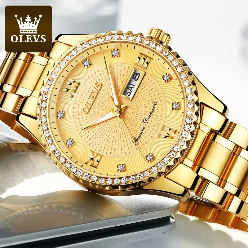 

All gold quartz watch set auger man watch men's watch