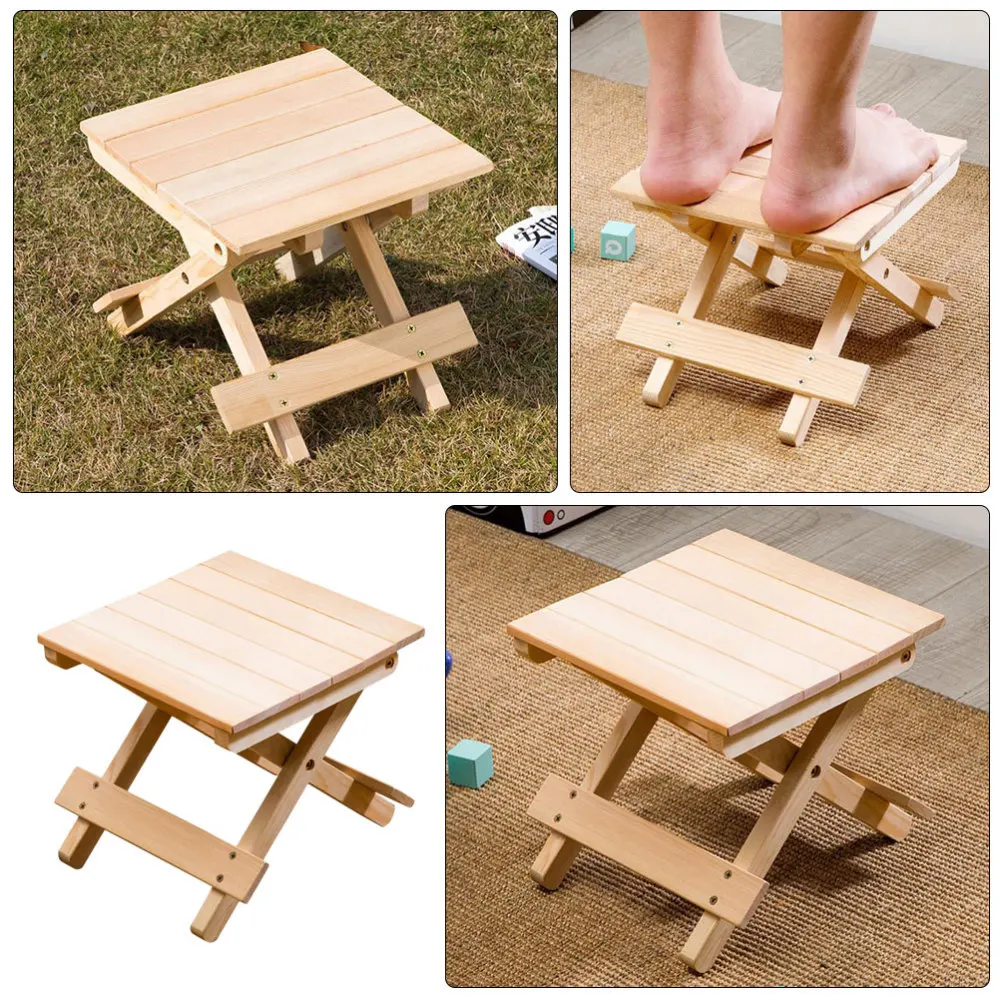 

1Pc Modern Square Wood Low Stool Creative Anti-slip Wood Stool (Wood Color)