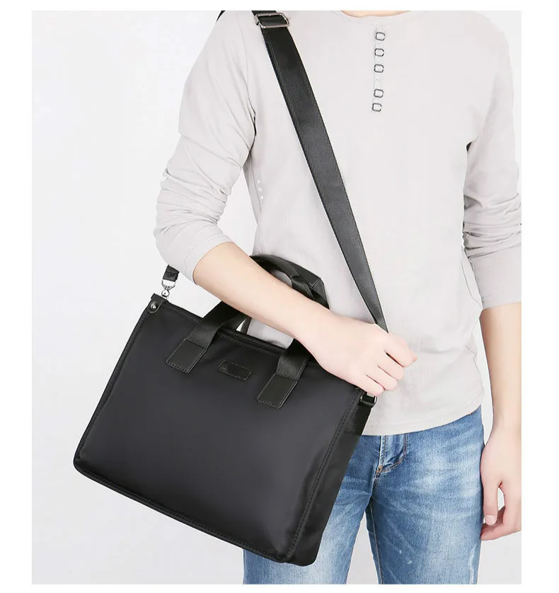 Сумка мессенджер Мужская нейлоновая водонепроницаемая Черная|Мужские портфели|