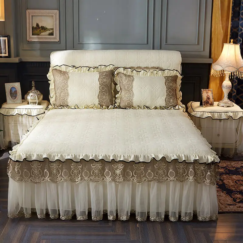 LeRadore роскошное утолщенное Королевское покрывало комплект с кружевной хлопковой