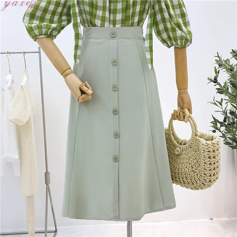 Женская юбка с высокой талией длинная летняя свободная тонкая одношаговая