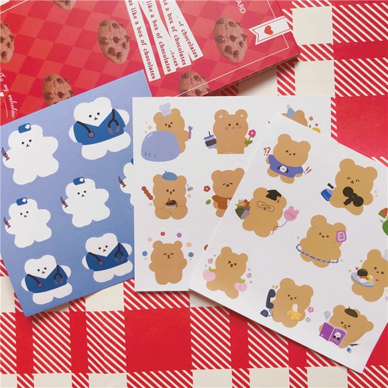 Kawaii Soft Bear Stickers Kids DIY Scrapbooking Stickers Mobile Phone Decorative Sticker School Supplies Escolar Papeleria