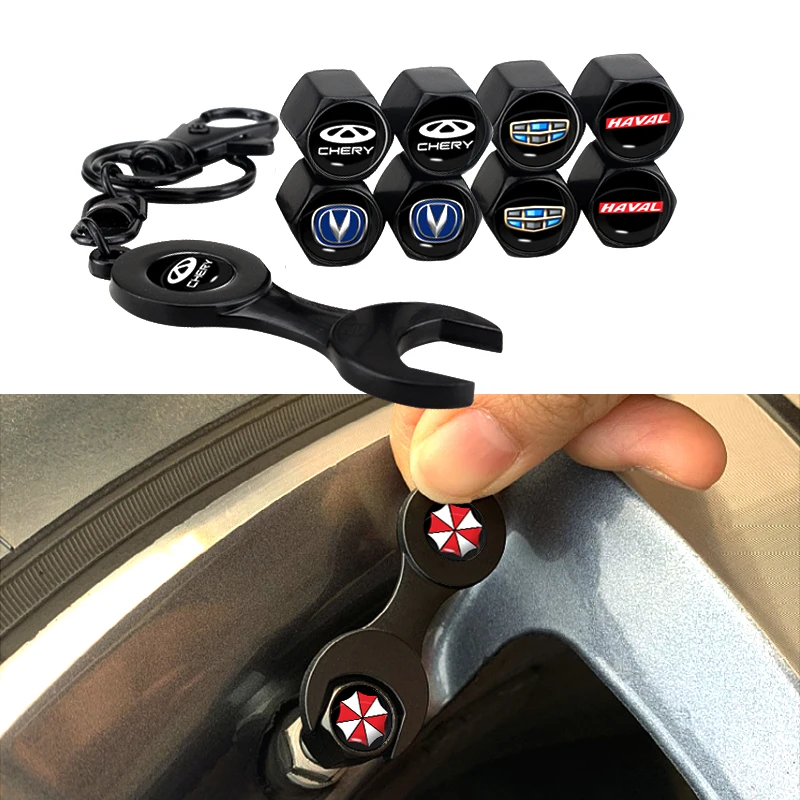 

1pcs Automobile Tire Valve Stem Cover with Wrench for Skoda Octavia Fabia Karoq Octavia Mk2 Mk3 Kamiq Scala 2021 Car Accessories