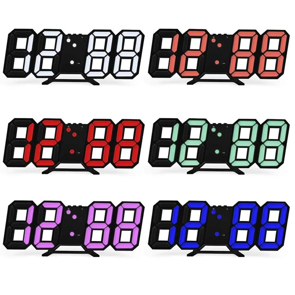 

Hot! Time Large LED Digital Wall Clock Temperature Alarm Date Automatic Backlight Table Desktop Home Decoration Stand hang Clock