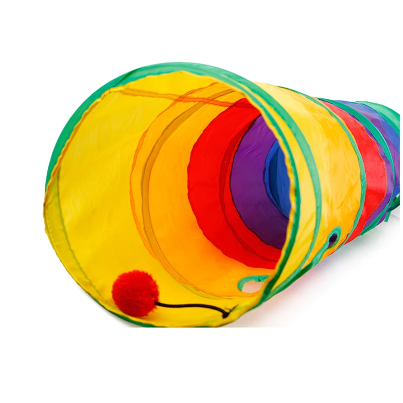 Складной туннель для кошек с 2 отверстиями красочные комнатные и уличные игрушки